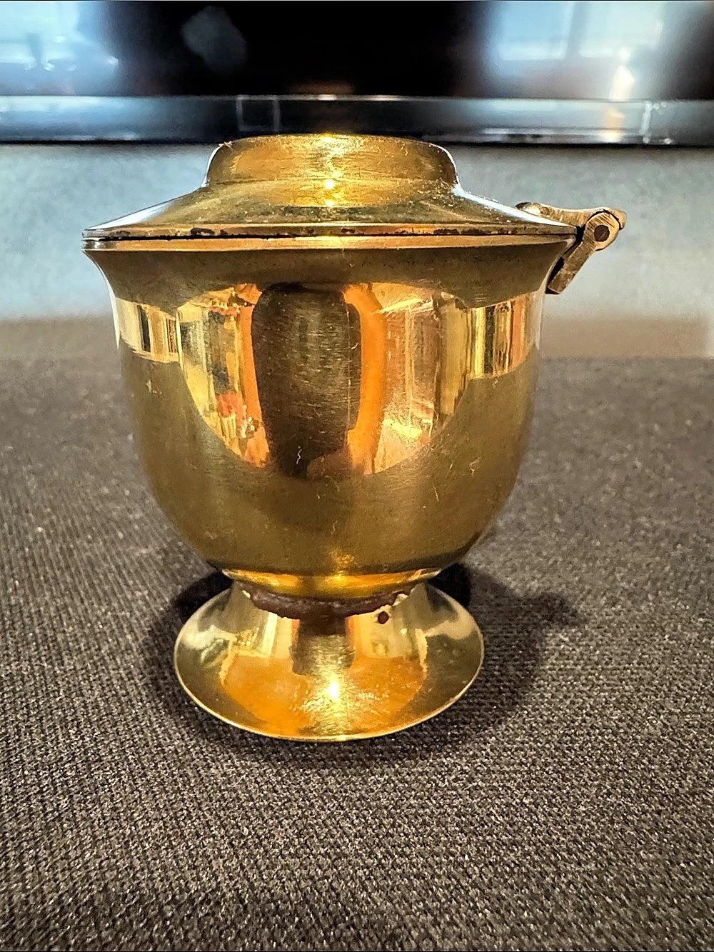 Vintage Indian Brass Footed Trinket Box - Hinged Lid Hollywood Regency